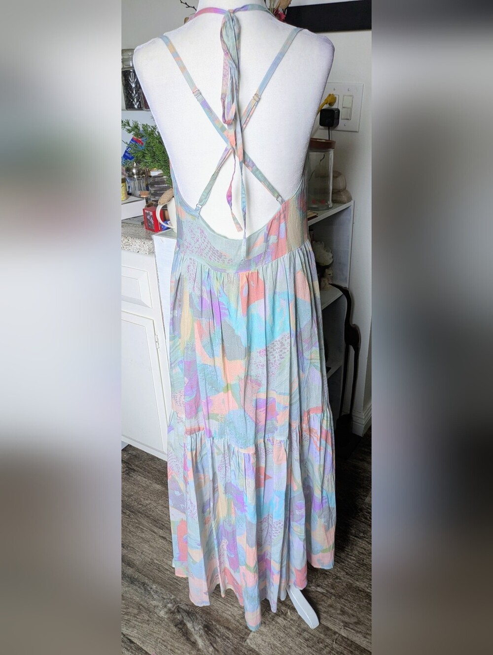 IRO PARIS MAUGEX Geometric Printed Backless Maxi Dress 100% Cotton - Picture 7 of 9